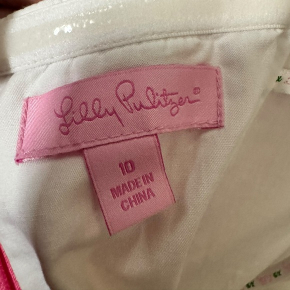 Lilly Pulitzer Strapless Pink Rose Floral Silk Cotton Dress 10 T26 - Picture 8 of 10